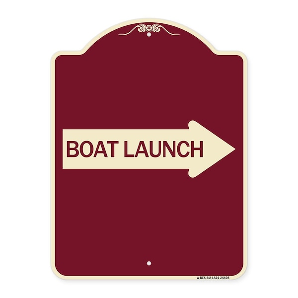 Signmission Boat Launch With Right Arrow Heavy-Gauge Aluminum Architectural Sign, 24" x 18", BU-1824-24405 A-DES-BU-1824-24405 - main